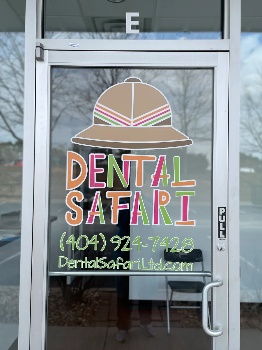 Dental Safari front door with pith helmet logo decal